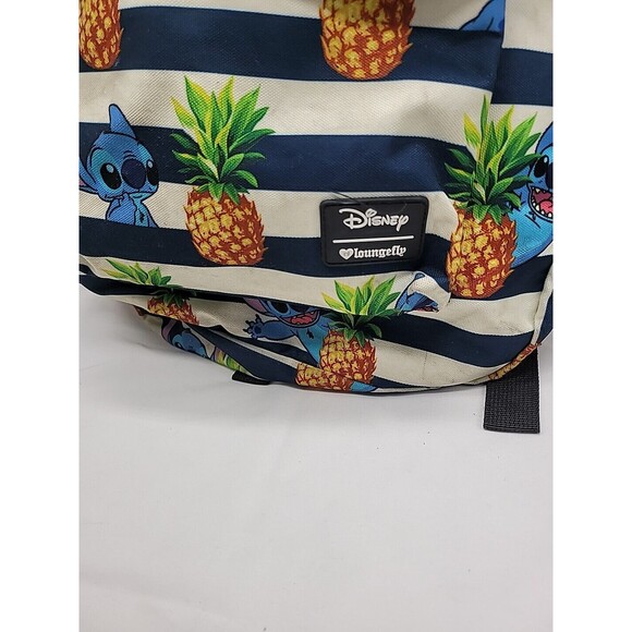Disney Loungefly Lilo & Stitch Pineapple Large Striped Nylon Women’s Backpack - Picture 2 of 16
